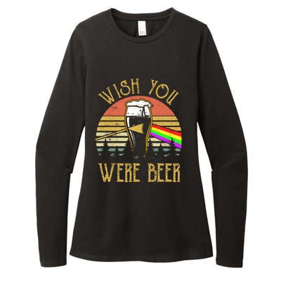 Wish You Were Beer Funny Beer Quote Beer Meme Sunset Womens CVC Long Sleeve Shirt