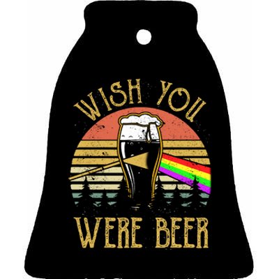 Wish You Were Beer Funny Beer Quote Beer Meme Sunset Ceramic Bell Ornament