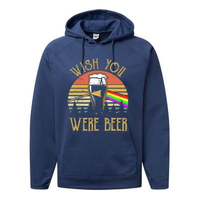 Wish You Were Beer Funny Beer Quote Beer Meme Sunset Performance Fleece Hoodie