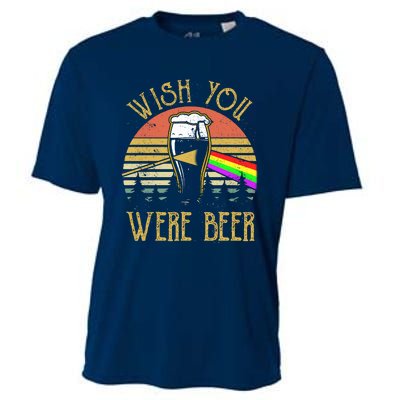 Wish You Were Beer Funny Beer Quote Beer Meme Sunset Cooling Performance Crew T-Shirt