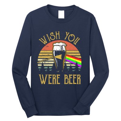 Wish You Were Beer Funny Beer Quote Beer Meme Sunset Long Sleeve Shirt