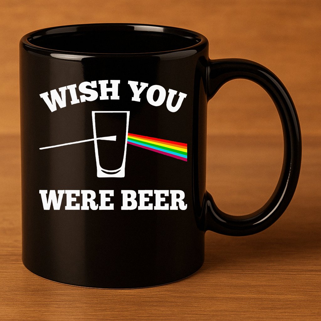 Wish You Were Beer 11oz C Handle Ceramic Mug