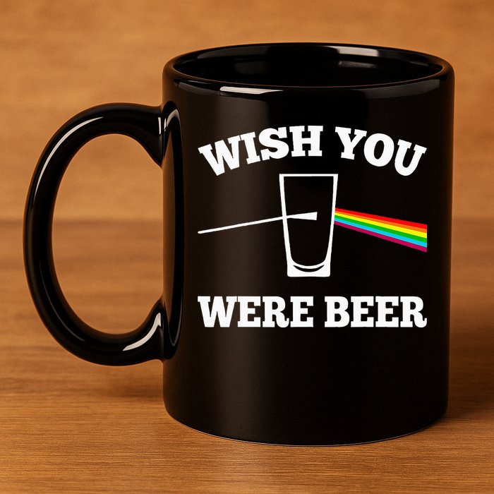 Wish You Were Beer 11oz C Handle Ceramic Mug