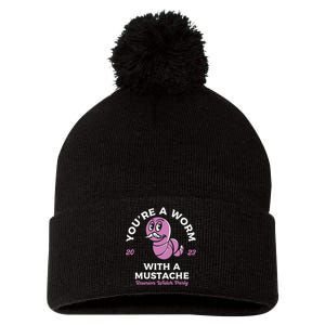 Womens Youre Worm With A Mustache James Tom Ariana Reality VNeck Pom Pom 12in Knit Beanie