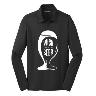 Wish You Were Beer Silk Touch Performance Long Sleeve Polo