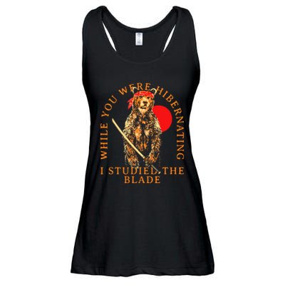 While You Were Hibernating I Studied The Blade Bear Samurai Ladies Essential Flowy Tank