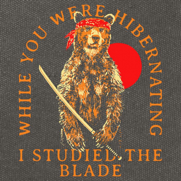While You Were Hibernating I Studied The Blade Bear Samurai Cotton Canvas Backpack