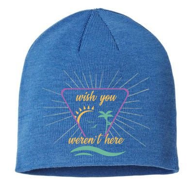 Wish You Werent Here Funny Sarcastic Introvert Vacation Gift Sustainable Beanie