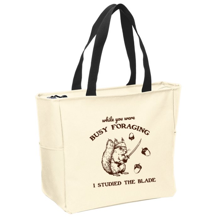 While You Were Busy Foraging I Studied The Blade Retro Zip Tote Bag
