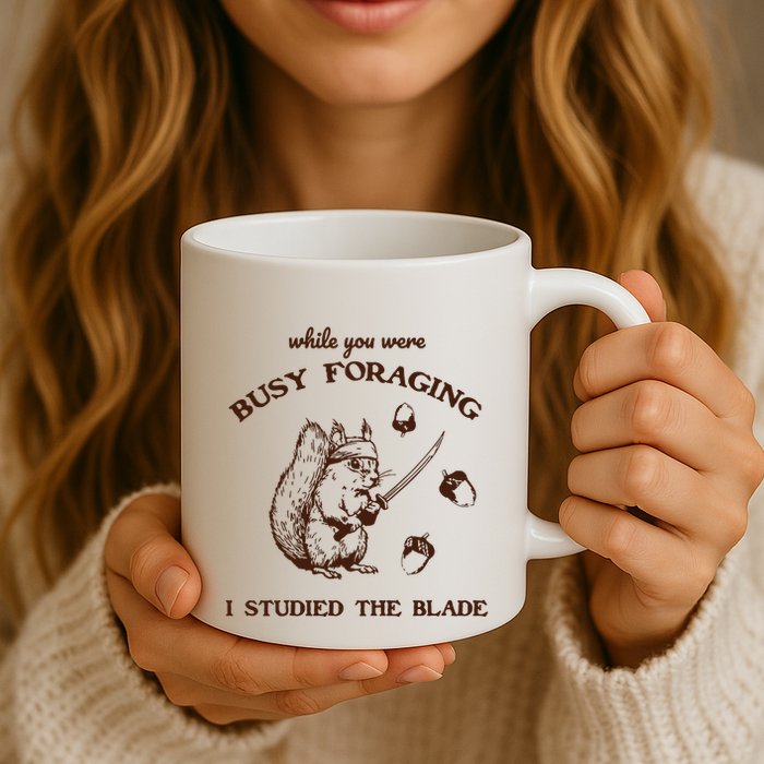 While You Were Busy Foraging I Studied The Blade Retro Mug