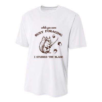 While You Were Busy Foraging I Studied The Blade Retro Youth Performance Sprint T-Shirt