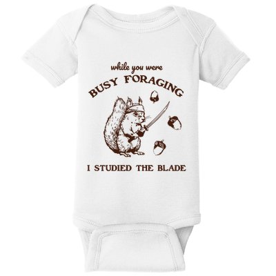 While You Were Busy Foraging I Studied The Blade Retro Baby Bodysuit