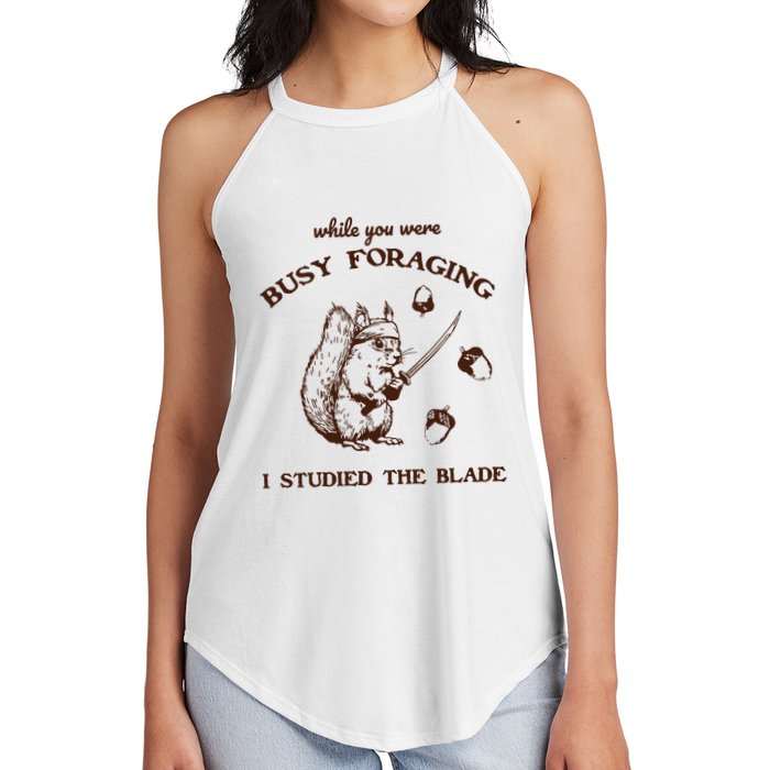 While You Were Busy Foraging I Studied The Blade Retro Women's Perfect Tri Rocker Tank