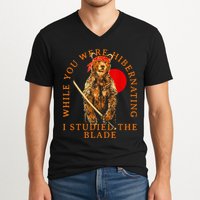 While You Were Hibernating I Studied The Blade Bear Samurai V-Neck T-Shirt