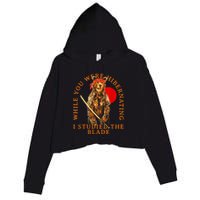 While You Were Hibernating I Studied The Blade Bear Samurai Crop Fleece Hoodie