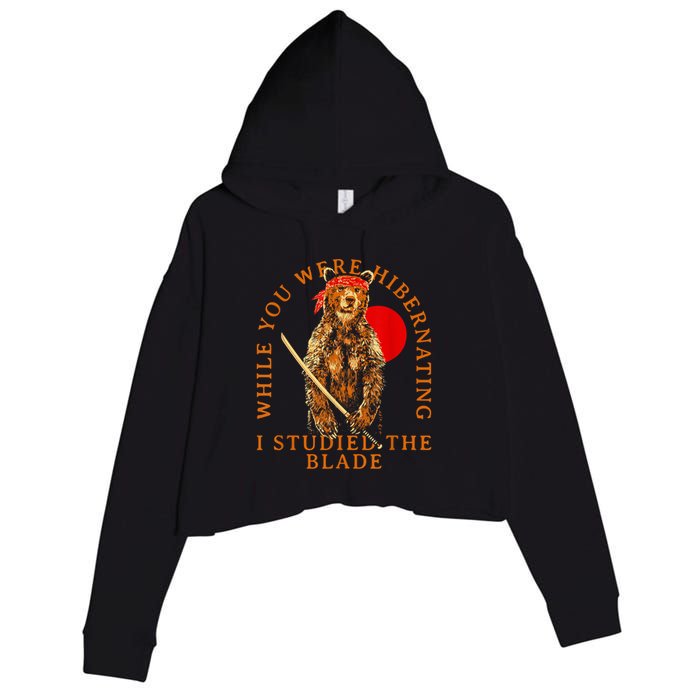 While You Were Hibernating I Studied The Blade Bear Samurai Crop Fleece Hoodie