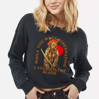 While You Were Hibernating I Studied The Blade Bear Samurai Cropped Pullover Crew