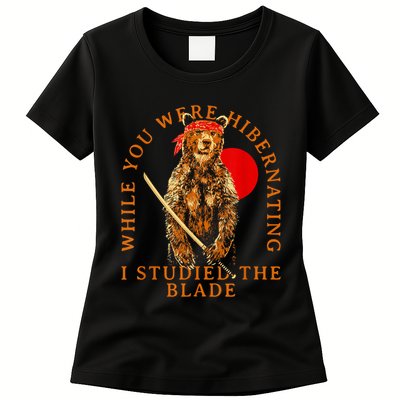 While You Were Hibernating I Studied The Blade Bear Samurai Womens T-Shirt