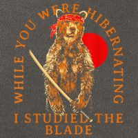 While You Were Hibernating I Studied The Blade Bear Samurai Cotton Canvas Backpack
