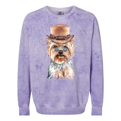 Watercolor Yorkie Yorkshire Terrier Owners Gift Colorblast Crewneck Sweatshirt