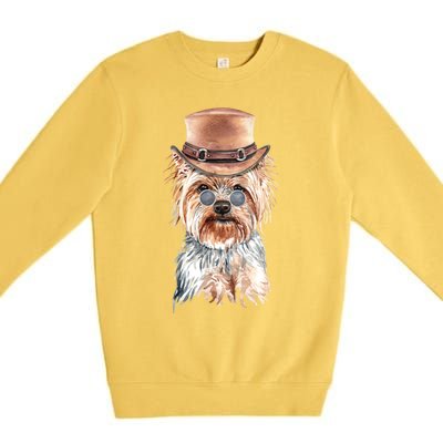 Watercolor Yorkie Yorkshire Terrier Owners Gift Premium Crewneck Sweatshirt