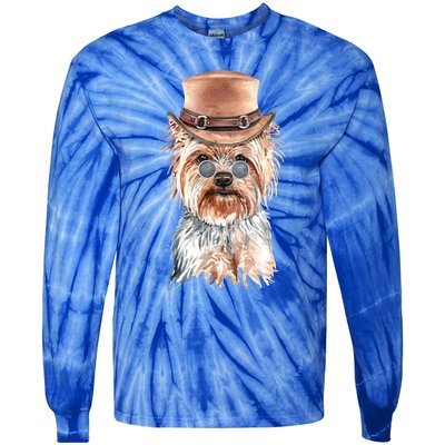 Watercolor Yorkie Yorkshire Terrier Owners Gift Tie-Dye Long Sleeve Shirt