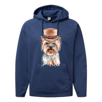 Watercolor Yorkie Yorkshire Terrier Owners Gift Performance Fleece Hoodie