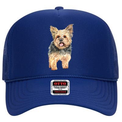 Watercolor Yorkie Yorkshire Terrier Owners Gift High Crown Mesh Back Trucker Hat