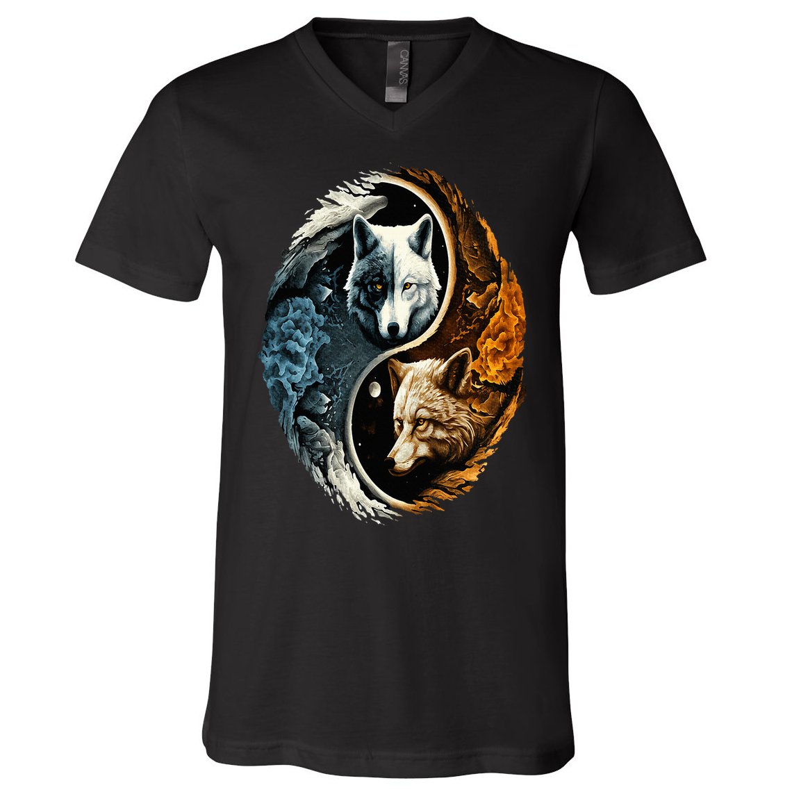 Wolf Yin Yang V-Neck T-Shirt