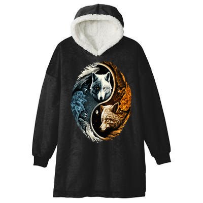 Wolf Yin Yang Hooded Wearable Blanket