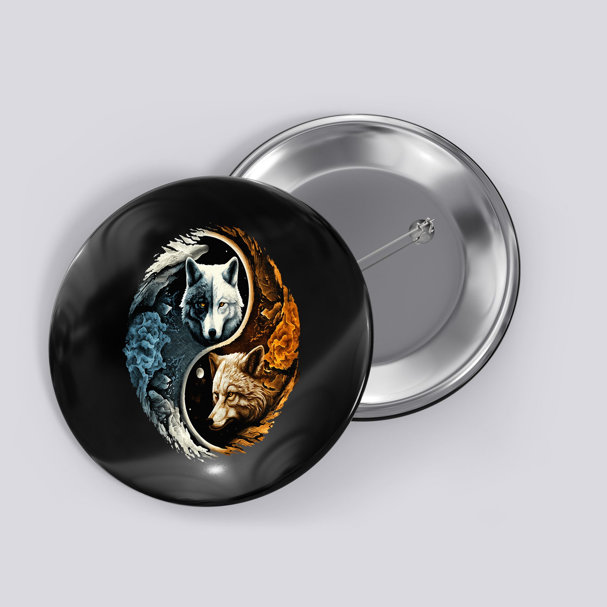 Wolf Yin Yang Button