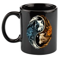 Wolf Yin Yang 11oz C Handle Ceramic Mug