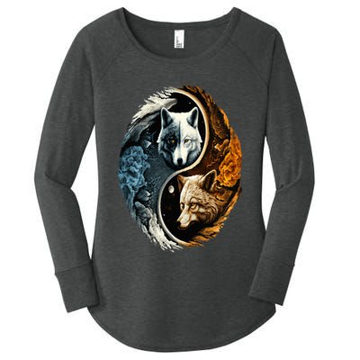 Wolf Yin Yang Women's Perfect Tri Tunic Long Sleeve Shirt