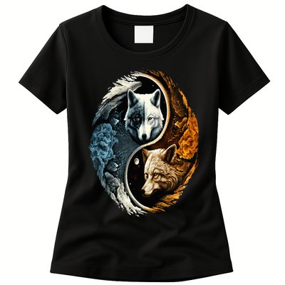 Wolf Yin Yang Womens T-Shirt