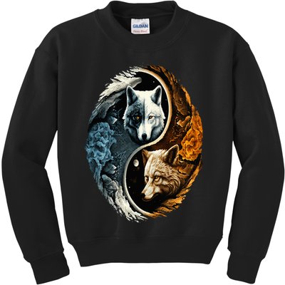 Wolf Yin Yang Kids Sweatshirt