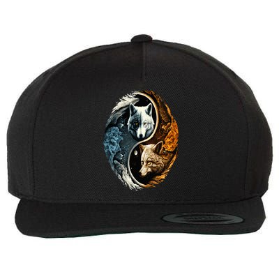 Wolf Yin Yang Wool Snapback Cap