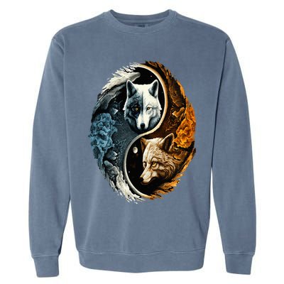 Wolf Yin Yang Garment-Dyed Sweatshirt