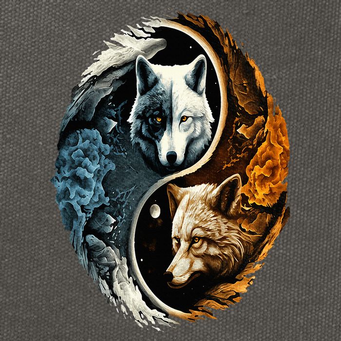 Wolf Yin Yang Cotton Canvas Backpack