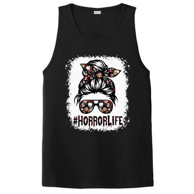 Womens ZPlp Messy Bun Horror Life Horror Movie Horror Mom Halloween PosiCharge Competitor Tank