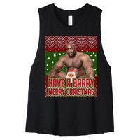 X-Mas Christmas Have A Barry Merry Christmas Ugly Sweater Women's Racerback Cropped Tank