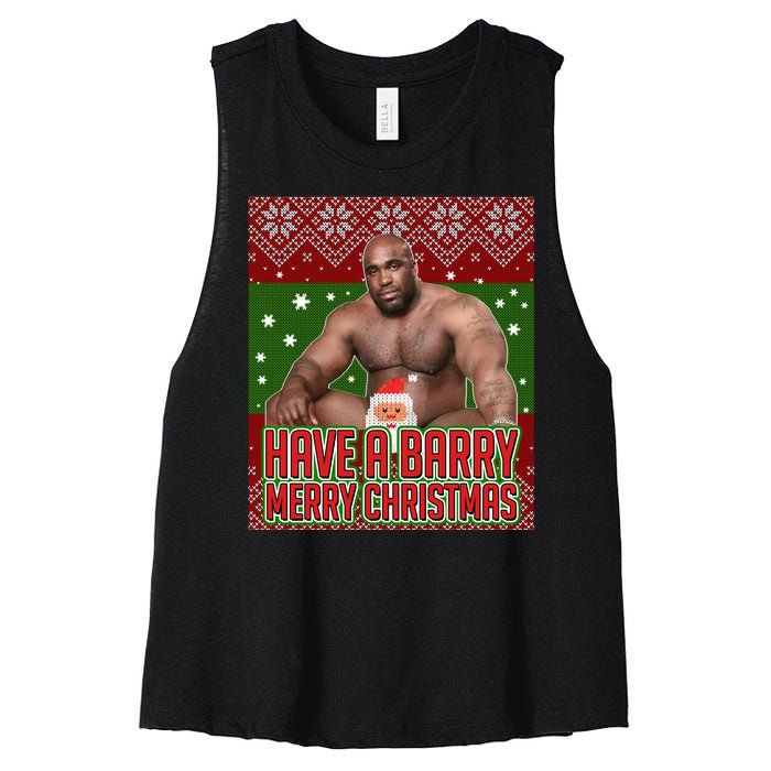 X-Mas Christmas Have A Barry Merry Christmas Ugly Sweater Women's Racerback Cropped Tank