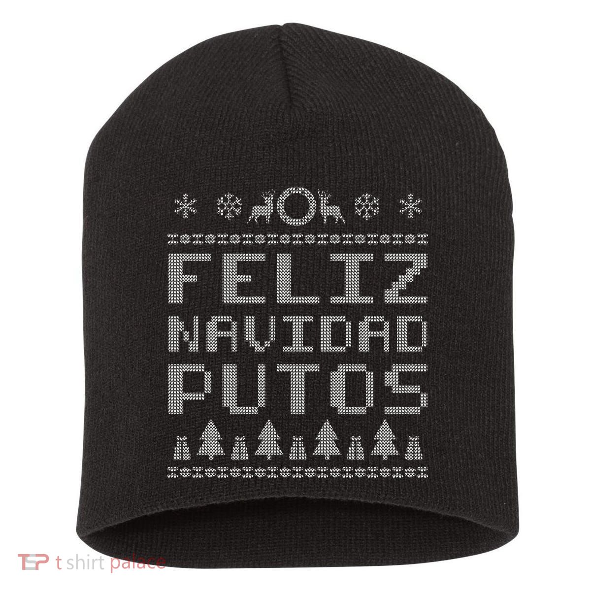 X-Mas Feliz Navidad Putos Ugly Christmas Short Acrylic Beanie