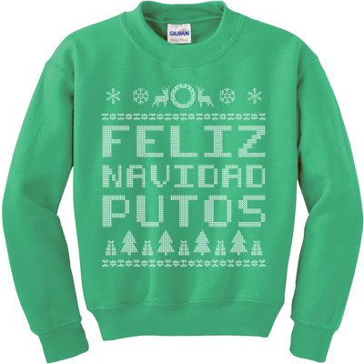 X-Mas Feliz Navidad Putos Ugly Christmas Kids Sweatshirt