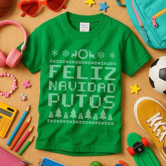 X-Mas Feliz Navidad Putos Ugly Christmas Kids T-Shirt