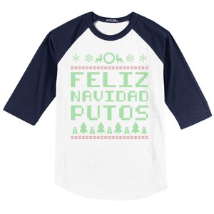 X-Mas Feliz Navidad Putos Ugly Christmas Baseball Sleeve Shirt