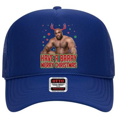 X-Mas Have A Barry Merry Christmas High Crown Mesh Back Trucker Hat