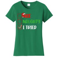 Xmas 2024 Nice Naughty I Tried Holiday Funny Christmas Gift Women's T-Shirt