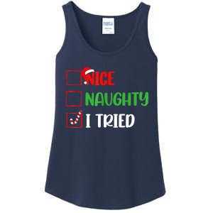 Xmas 2024 Nice Naughty I Tried Holiday Funny Christmas Gift Ladies Essential Tank