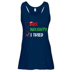 Xmas 2024 Nice Naughty I Tried Holiday Funny Christmas Gift Ladies Essential Flowy Tank