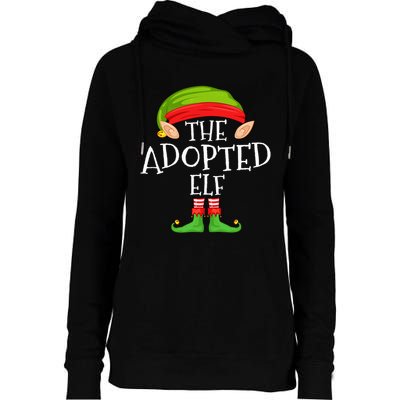 Xmas Adopted Elf Matching Christmas Family Elf Womens Funnel Neck Pullover Hood